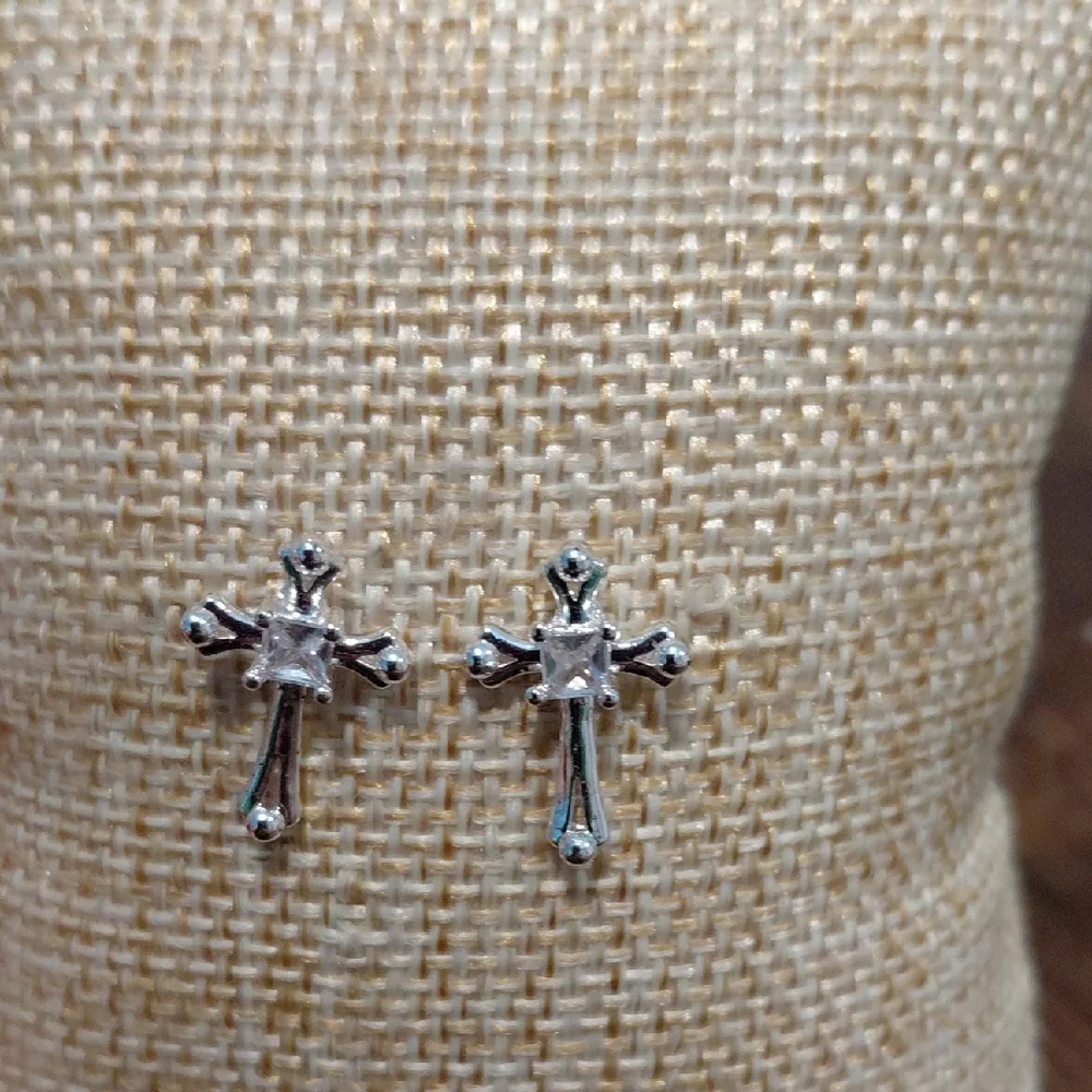 Silver Cross Stud Earrings